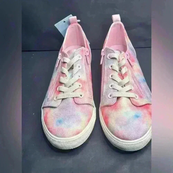 Cat & Jack Shoes Kids Girls Luka Double Zip Lace Up Sneakers Pink Fabric - Picture 7 of 11